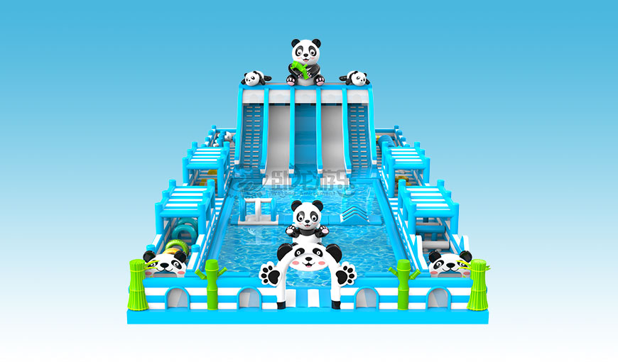環(huán)繞式兒童水樂園-熊貓戲水-充氣水滑梯